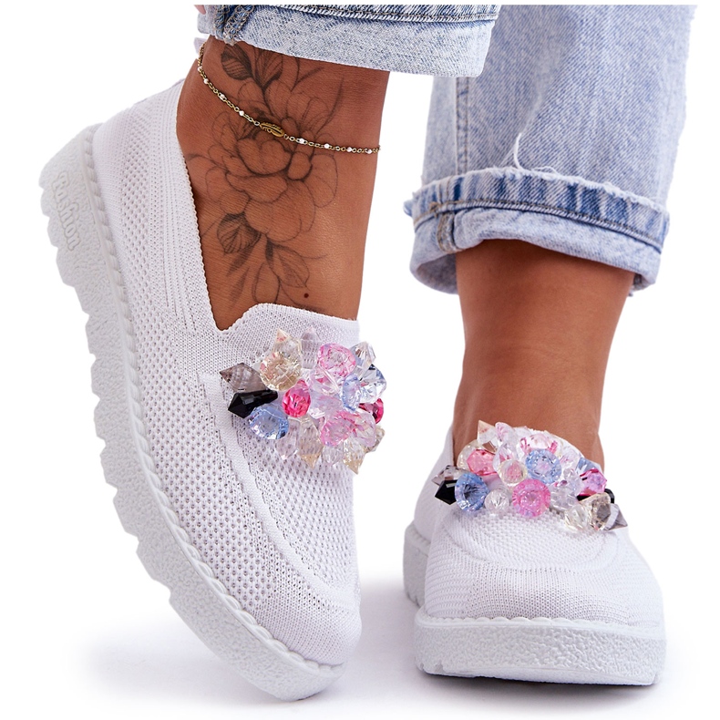 PM1 Baskets à enfiler pour femmes avec ornements Blanc Taylor blanche