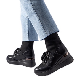 Bottines chaussettes compensées noires Rochon