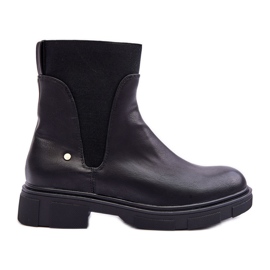 PG1 Bottines Chelsea En Cuir Femme Noir Tannaz