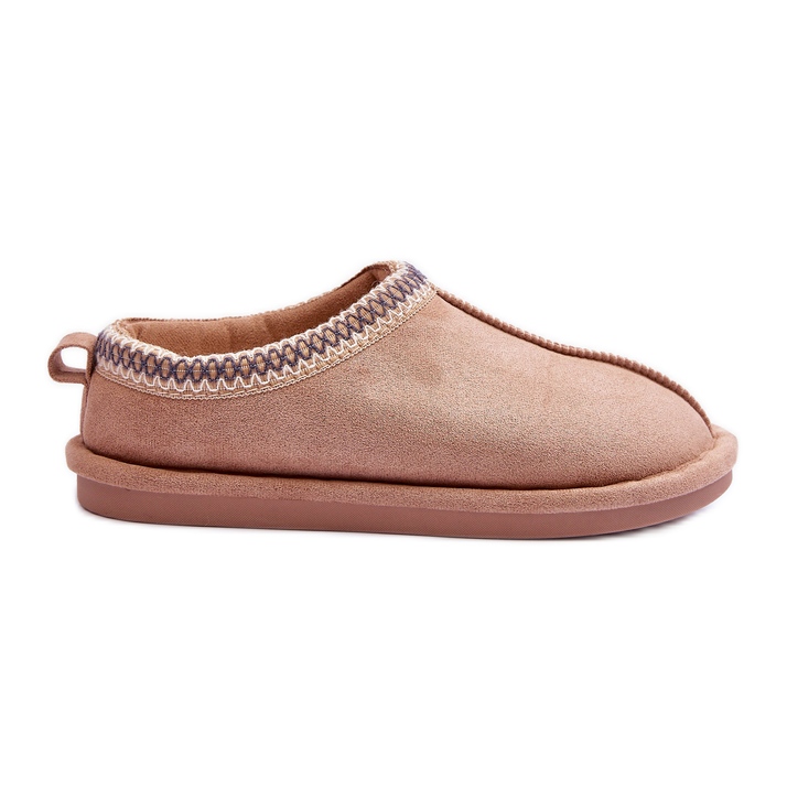 FB3 Chaussons Femme En Daim Avec Fourrure Beige Polinna