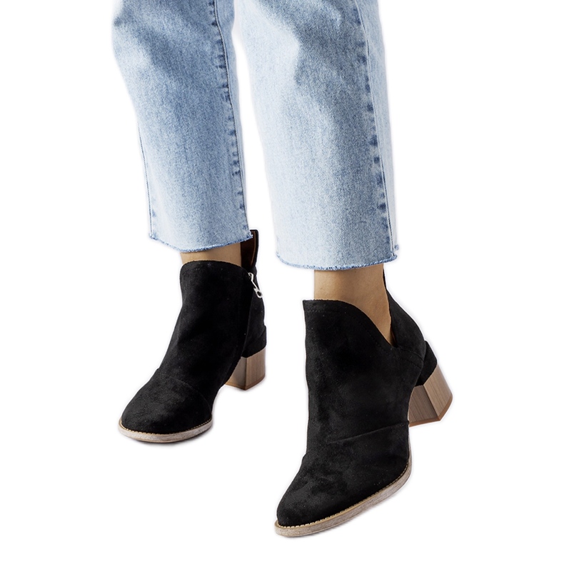 Bottines Busson noires à tige irrégulière le noir Bottines Busson noires à tige irrégulière le noir