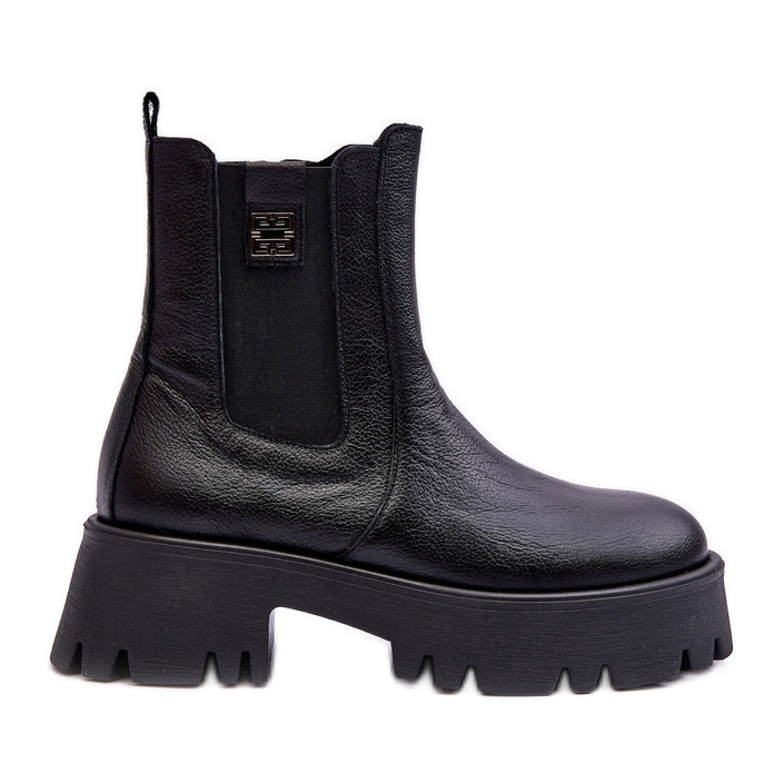 Lemar Bottines Chelsea en cuir sur plateforme massive, Noir Lisencca le noir Lemar Bottines Chelsea en cuir sur plateforme massive, Noir Lisencca le noir
