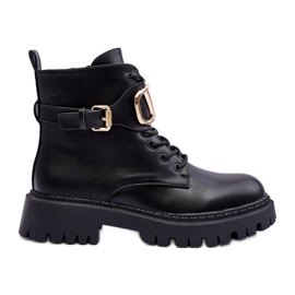 Bottes de travail en cuir avec décoration pour femme, noir Lalede