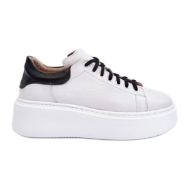 Lemar Chaussures de sport en cuir pour femmes sur la plateforme blanc Milonia