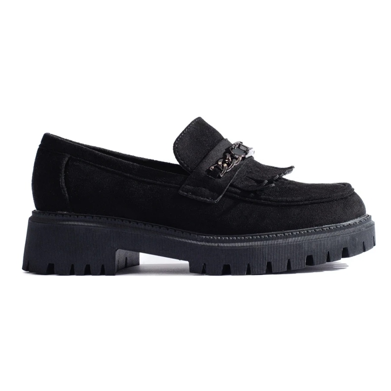 Mocassins femme Shelovet en daim noir le noir
