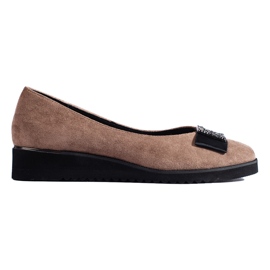 Escarpins en daim beige foncé à talon bas de Shelovet