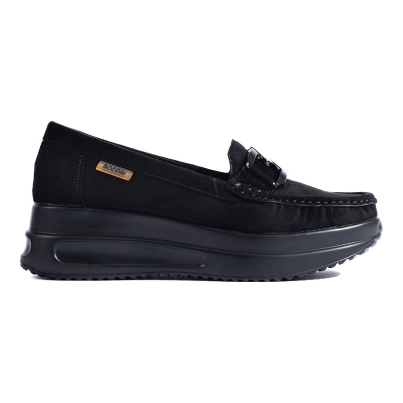 Mocassins femme en daim noir avec boucle Shelovet le noir