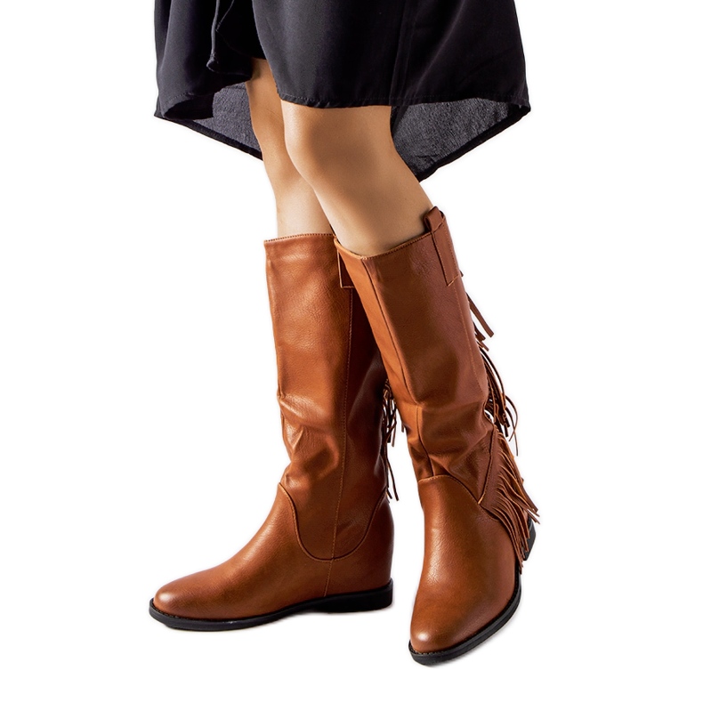 Bottes marron avec un coin recouvert de Giorgia brun