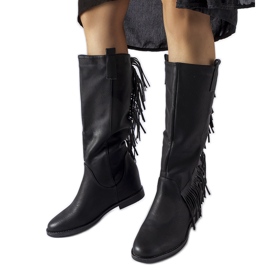 Bottines compensées recouvertes noires Giorgia