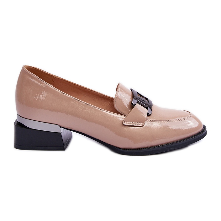 Vinceza Chaussures en cuir verni, Mocassins à talons hauts Sakina Beige