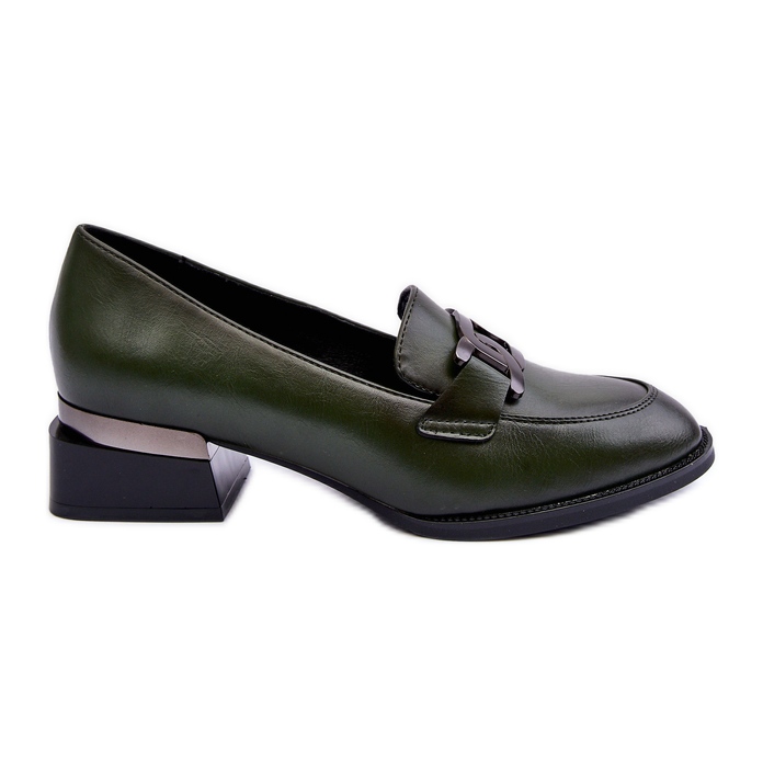 Vinceza Mocassins En Cuir Talons Hauts Vert Foncé Sakina