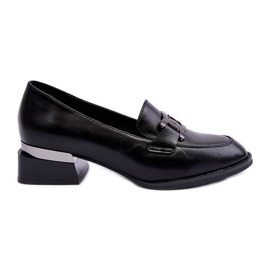 Vinceza Chaussures en Cuir Mocassins à Talon Haut, Noir Sakina