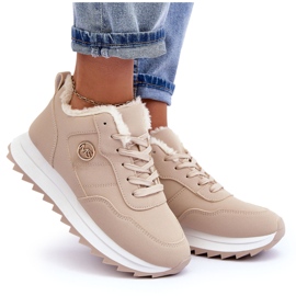 Baskets Plateformes Isolées En Cuir Beige Adite