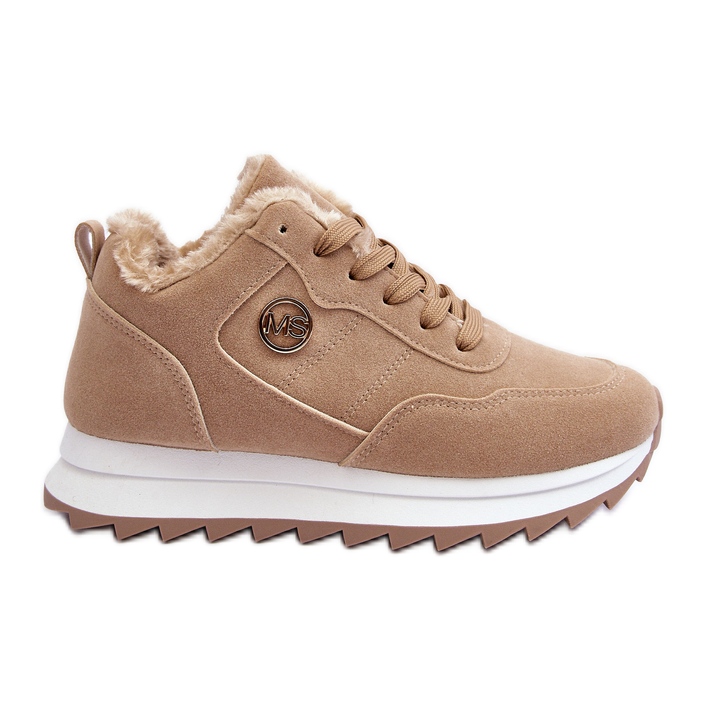 Chaussures de sport isolées en cuir sur plateforme, beige foncé Adite Chaussures de sport isolées en cuir sur plateforme, beige foncé Adite