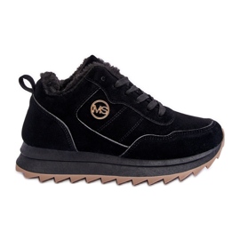 Chaussures de sport isolées en cuir sur plateforme, Noir Adite le noir
