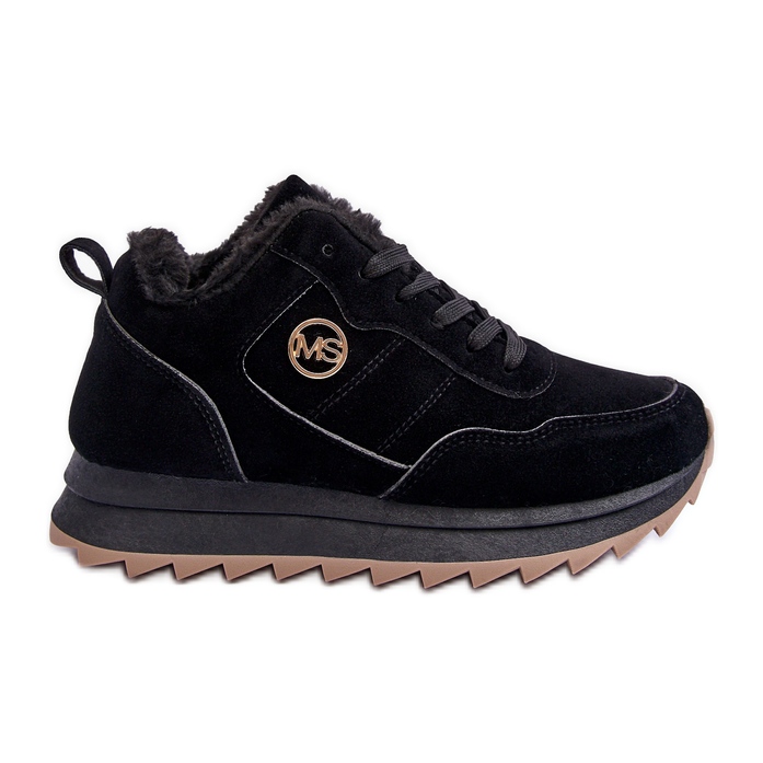 Chaussures de sport isolées en cuir sur plateforme, Noir Adite le noir