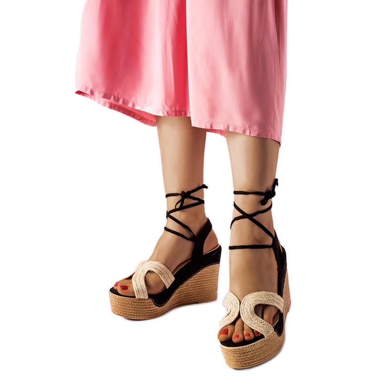 Espadrilles noires à cales Berta beige