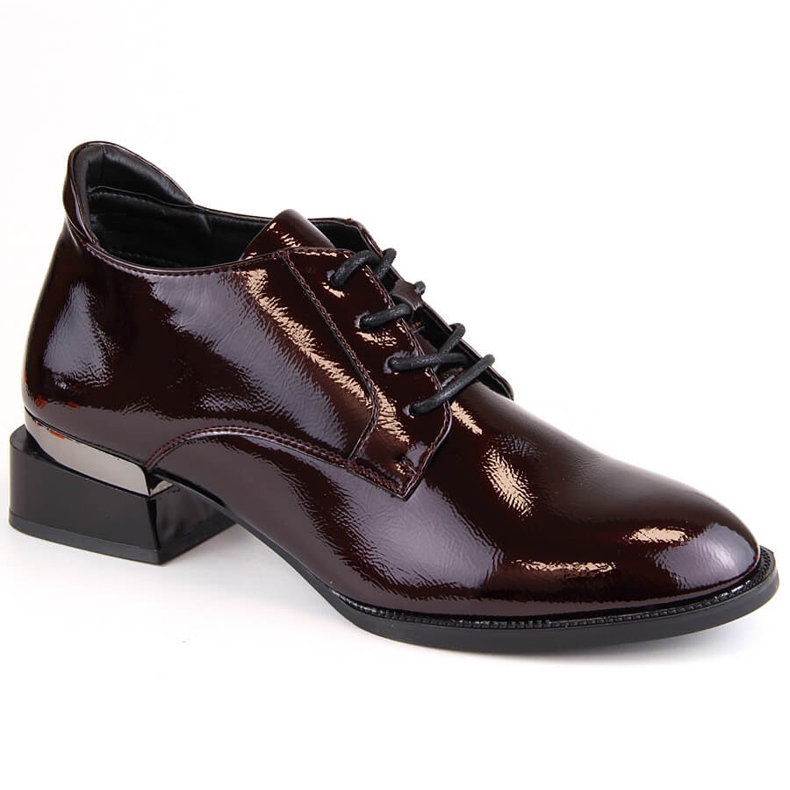 Vinceza Chaussures à lacets en cuir verni bordeaux pour femme à talons hauts rouge