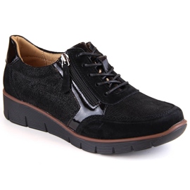 Chaussures compensées femme en cuir noir Filippo DP4912