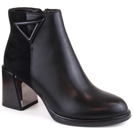 Bottines femme à talon décoratif, isolées, noires, S.Barski le noir