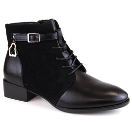 Bottines femme à talons plats et isolées Potocki noires SZ12260