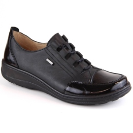 Chaussures confortables en cuir pour femmes, noires Helios