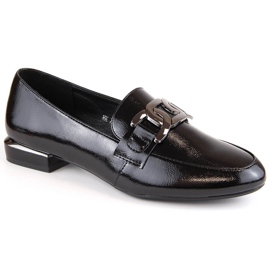Chaussures vernies noires à talon plat pour femmes, Sergio Leone MK732