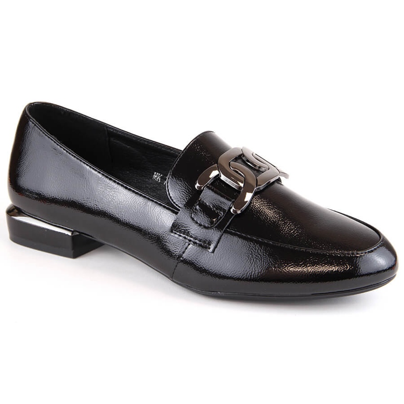 Chaussures vernies noires à talon plat pour femmes, Sergio Leone MK732 le noir