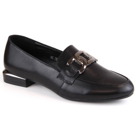 Chaussures femme à talon plat avec chaîne, noir Sergio Leone MK732