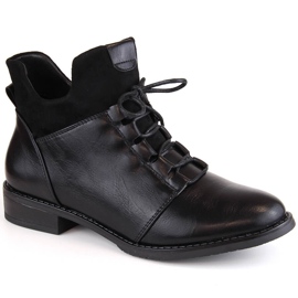 M. DASZYŃSKI Bottes noires isolées à talons plats pour femmes M.Daszyński MR2251-6 le noir