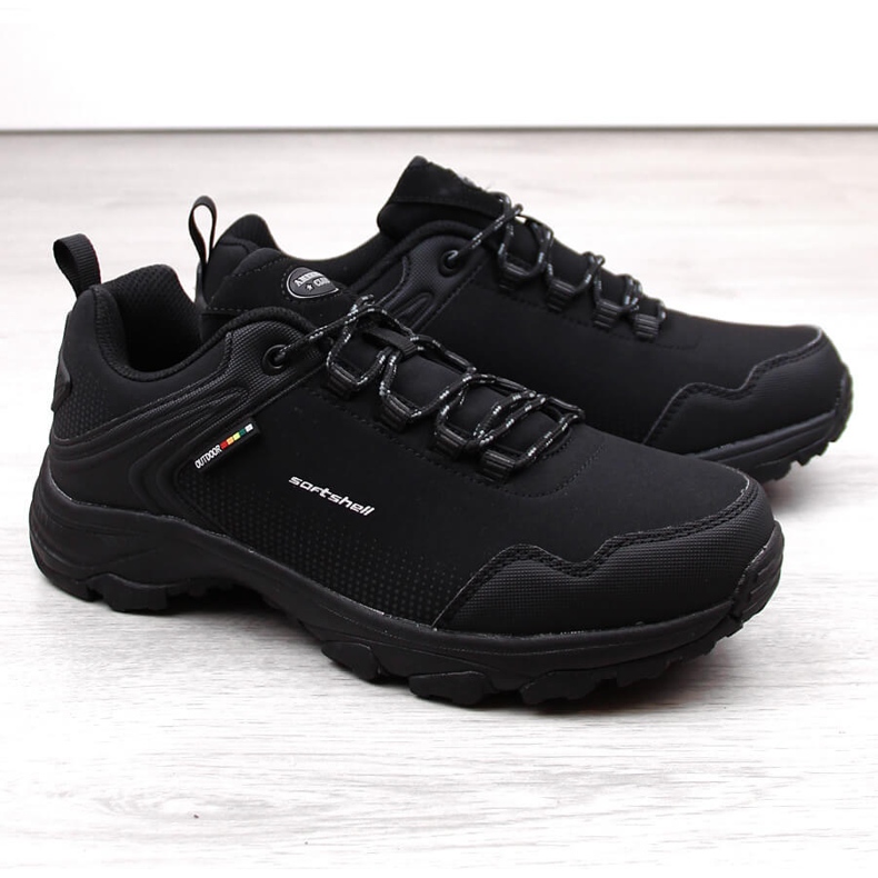 Chaussures de sport softshell de trekking pour jeunes American Club noires le noir