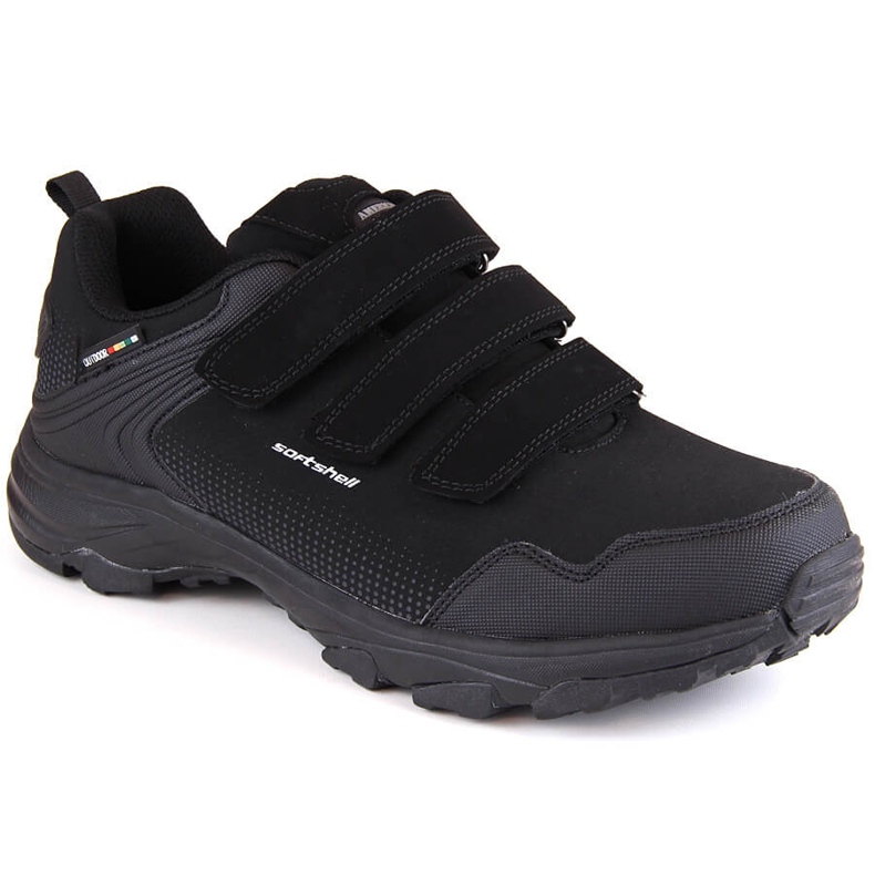 Chaussures de sport de trekking softshell pour hommes avec velcro, noires American Club le noir