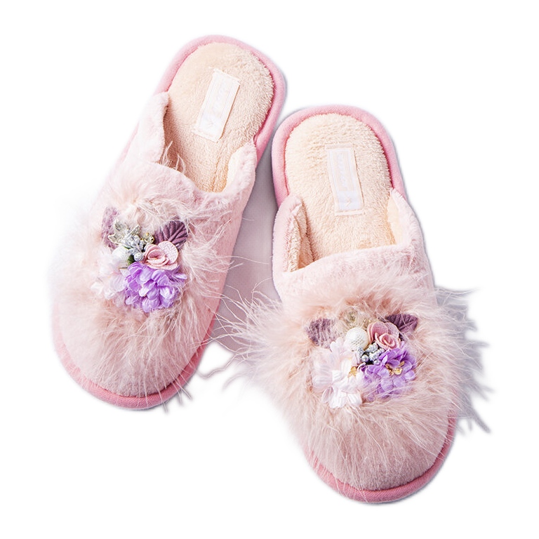 Chaussons chauds roses à fleurs Moly