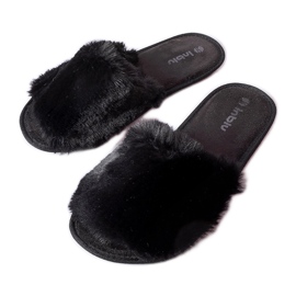 Inblu Chaussons Giacomo noirs avec fourrure