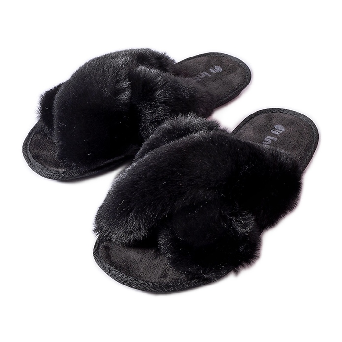Inblu Chaussons noirs avec fourrure Morano le noir Inblu Chaussons noirs avec fourrure Morano le noir