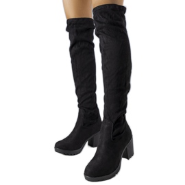 Bottes longues en éco-daim Nona noires