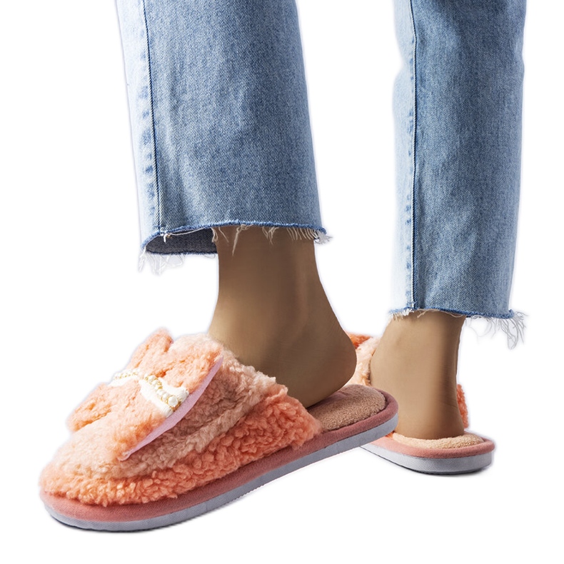Chaussons orange avec noeud