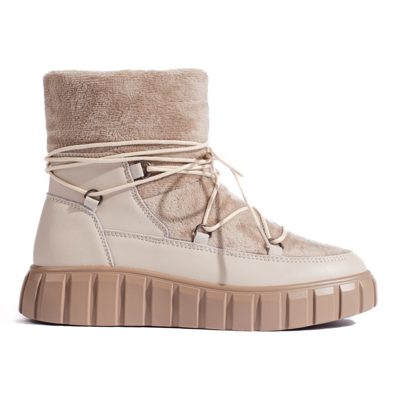 Bottes de neige pour femmes en cuir beige par Vinceza
