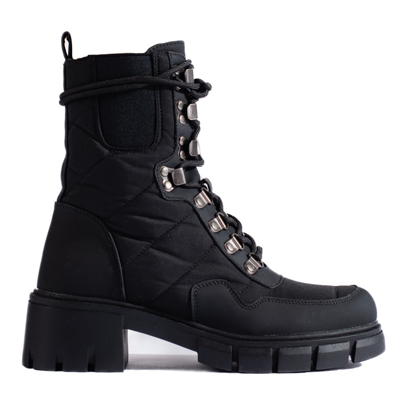 Bottes de travail à lacets noires pour femmes de Vinceza le noir