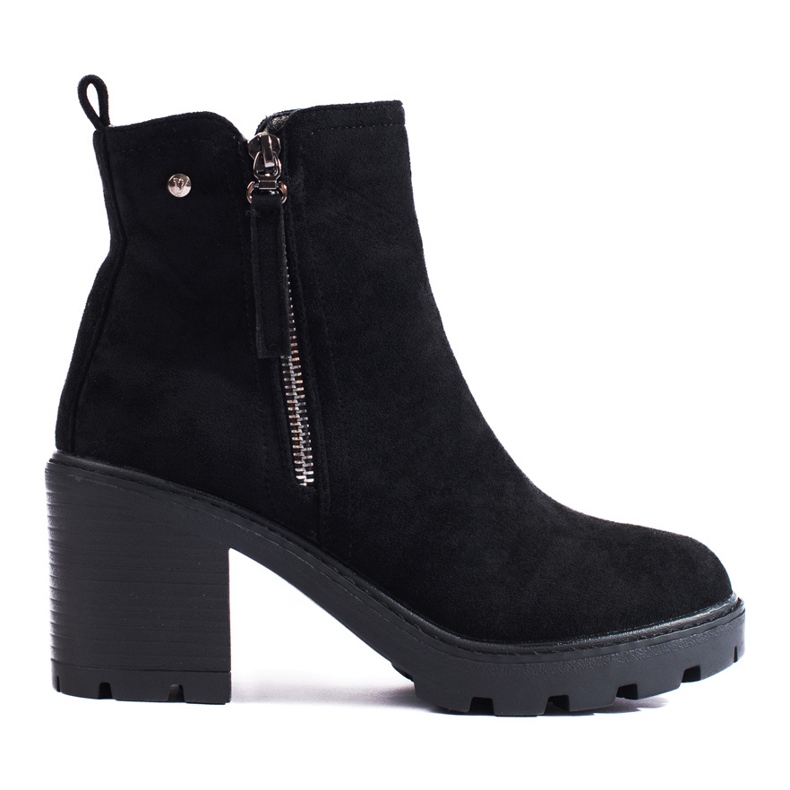 Bottines en daim marron à talon large de Vinceza le noir