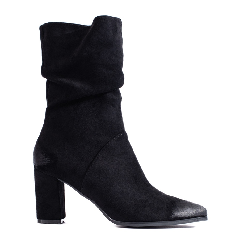 Bottines à talons hauts noires élégantes en daim par Vinceza le noir