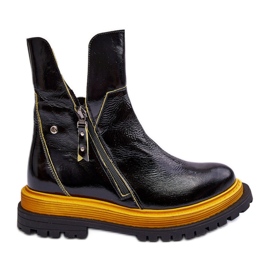 Bottes Femme En Cuir Verni Maciejka 05747-07 Noir