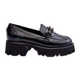Laura Messi Mocassins en cuir avec décoration pour femme, noir Lyndani