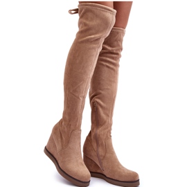 Cuissardes compensées en daim Mephal beige