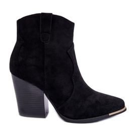 Bottes Cowboy en Daim à Talons Hauts, Noir Lotoune le noir