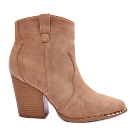 Santiags en Daim Beige à Talons Hauts Lotoune