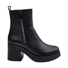 Bottines Lemar Littosa Lemar noires sur un talon massif avec fermetures éclair