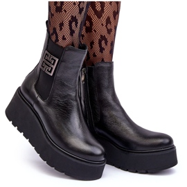 Bottines En Cuir Pour Femme Sur Plateforme Massive Noir Lemar Savira