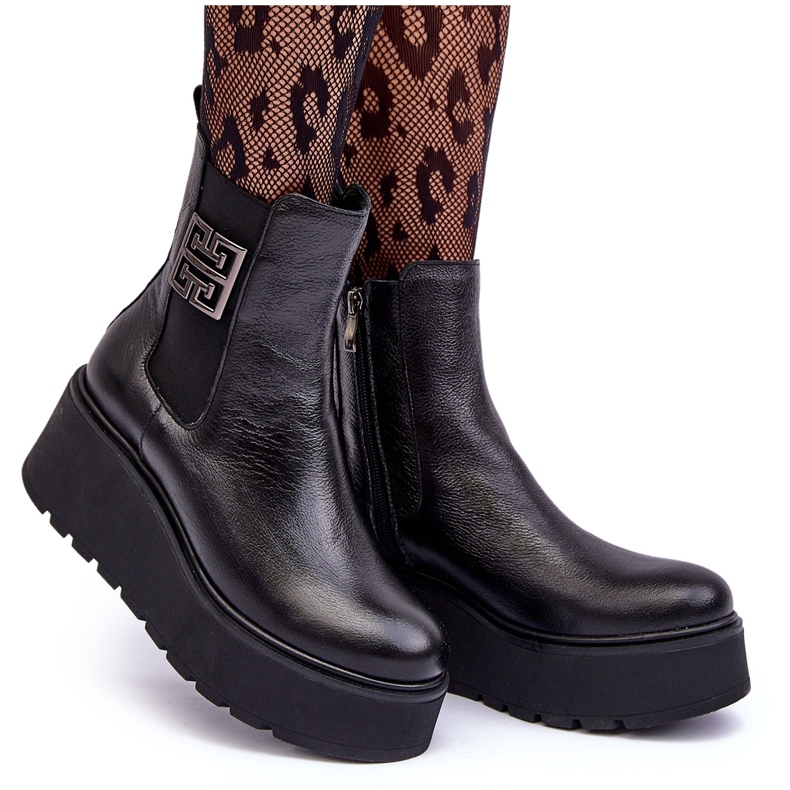 Bottines En Cuir Pour Femme Sur Plateforme Massive Noir Lemar Savira le noir Bottines En Cuir Pour Femme Sur Plateforme Massive Noir Lemar Savira le noir