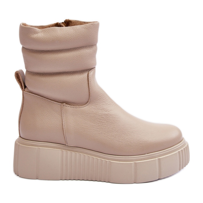 Bottines en Cuir pour Femme sur Plateforme Beige Clair Lemar Suam Bottines en Cuir pour Femme sur Plateforme Beige Clair Lemar Suam